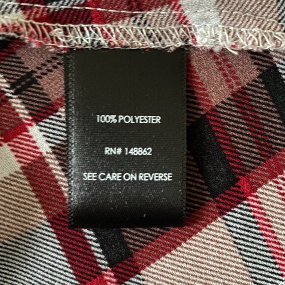 Torrid Georgette Tie-Front Blouse, Red Plaid Long Sleeve V-Neck Women's Size 3 - Picture 11 of 13